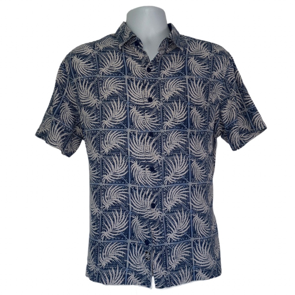 Nat Nast Luxury Originals Men’s Hawaiian Silk Blend Shirt Sz M Blue Palm Print